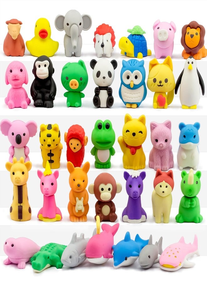 Gomimeor 35 Pcs Animal Erasers for Kids, Pencil Erasers Bulk, Cute Animal Erasers for Classroom Prizes and School Supplies, Assorted Colors - Image 1